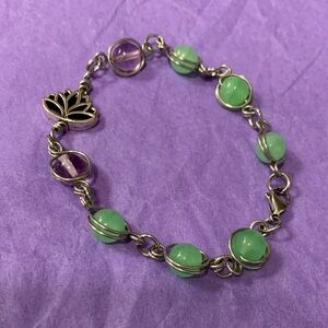 Elegant Green and Purple Bracelet
